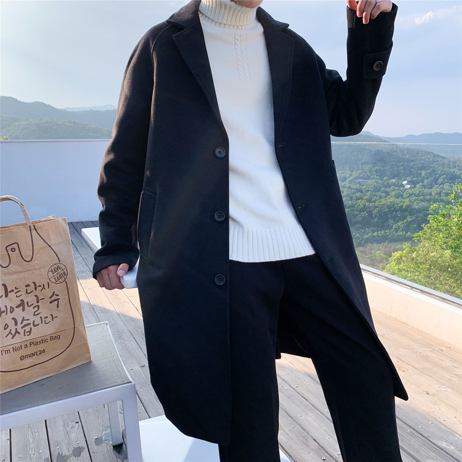 Wool Blend Coat Grey Mans Clim - огляд і ціна Outdoor Sport Hobbies
