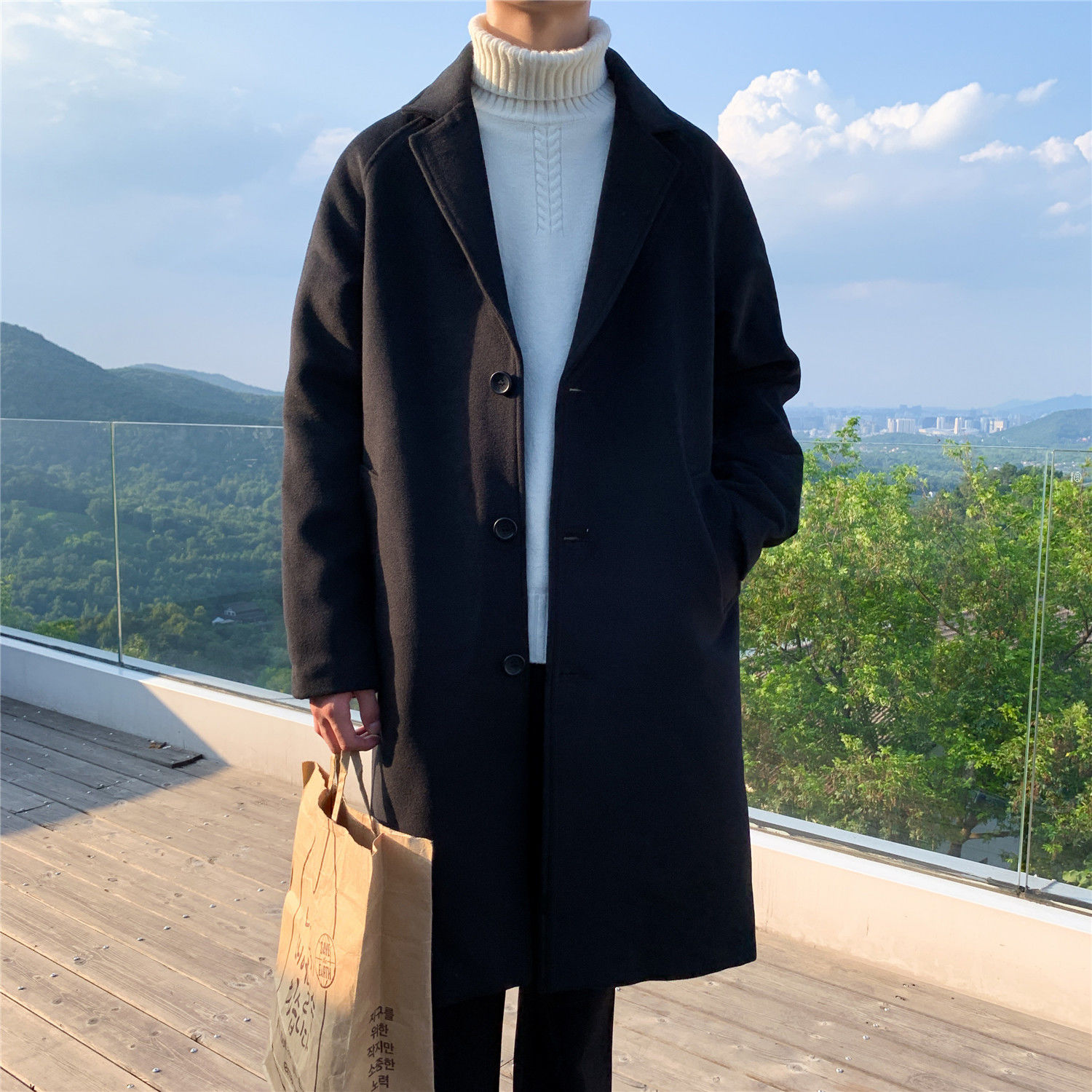 Wool Blend Coat Grey Mans Clim - огляд і ціна Outdoor Sport Hobbies