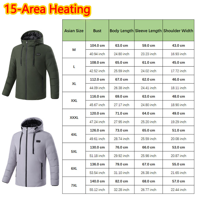 15 Area Heated Winter Hooded J - огляд і ціна Outdoor Sport Coat