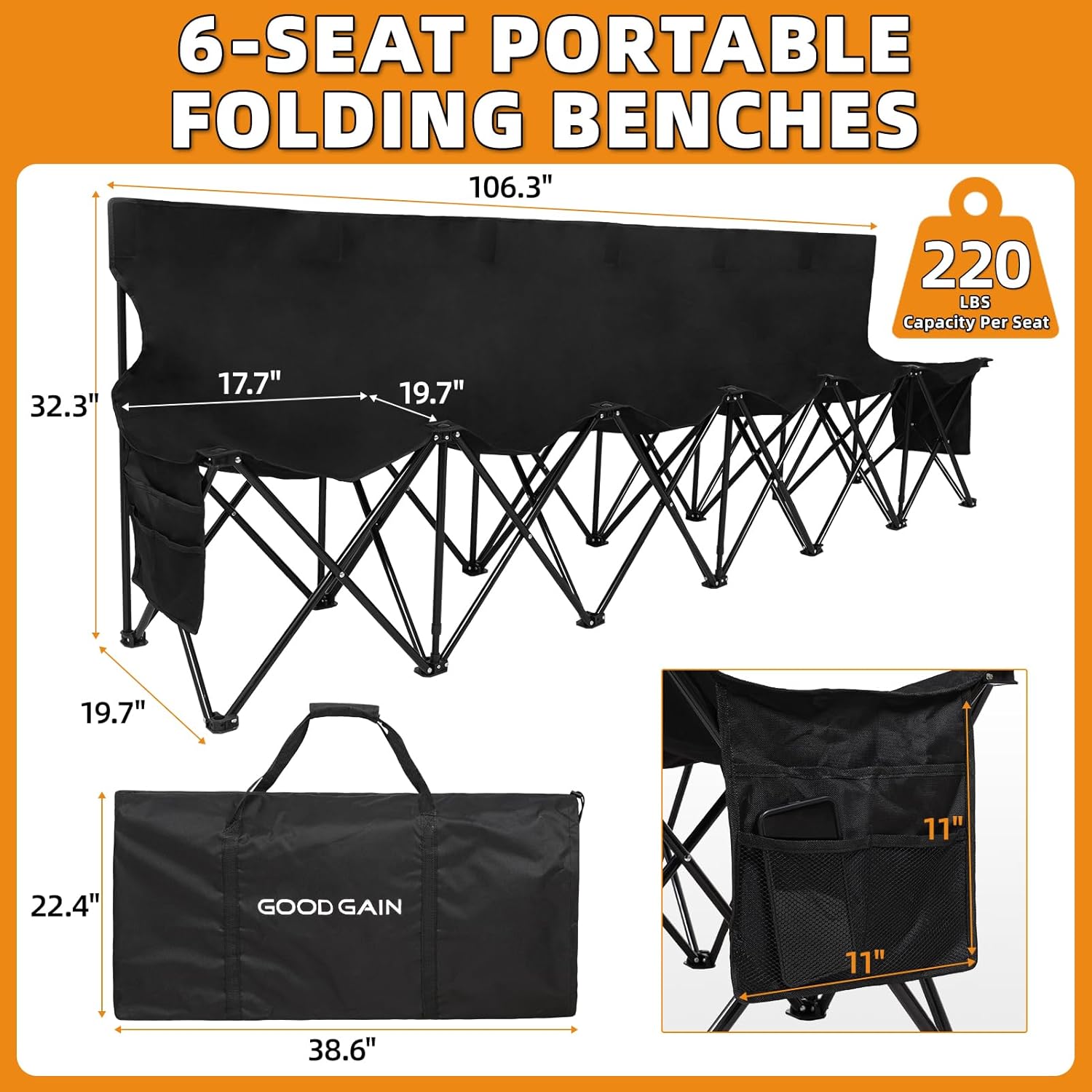 Portable Folding Black Outdoor - огляд і ціна Outdoor Sport Bench